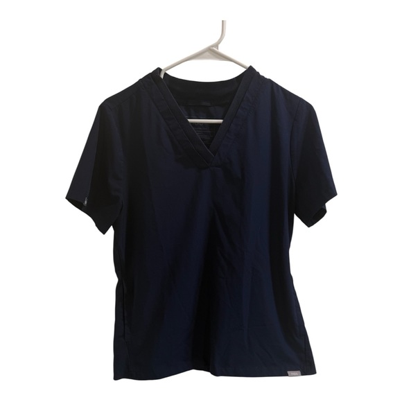 Figs Tops - FIGS Oran Slim Scrub Top Navy S FIONx Freex Discontinued Double Collar